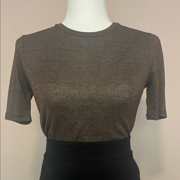 Forever 21 Metallic Brown Short Sleeve Top - Picture 1 of 6